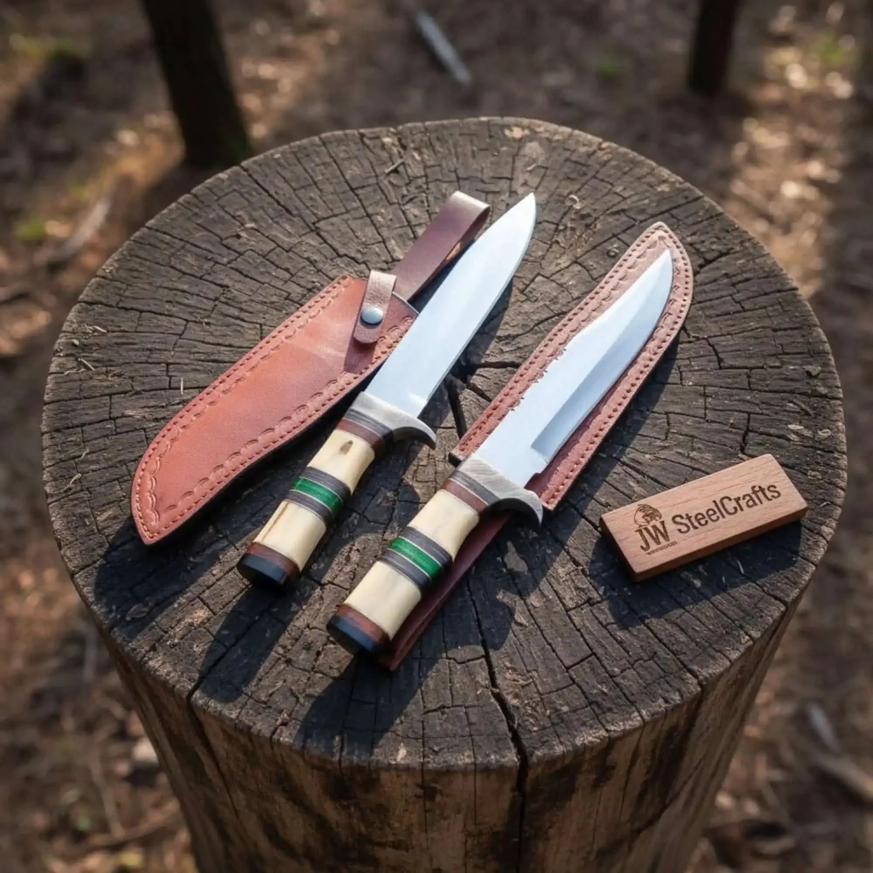 Frontier Jim Bowie Knife Set, High Polished Matched Pair | JW SteelCrafts by JW SteelCrafts