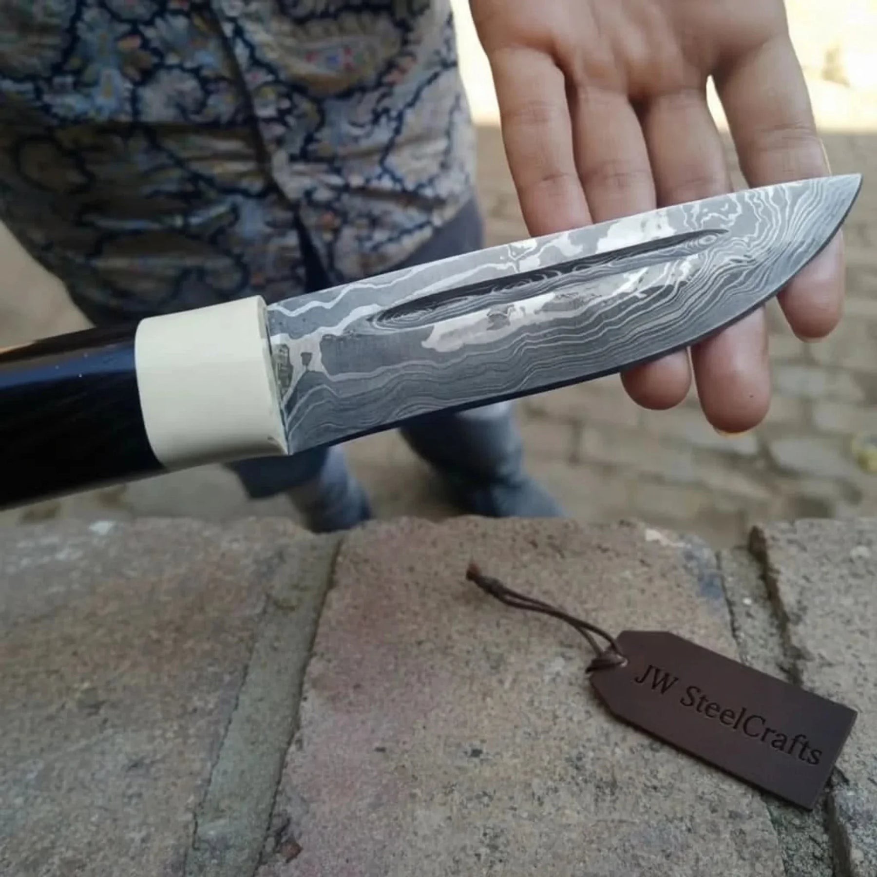 Darkwood Hunting Knife 10" with Black/White Resin handle | JW Steelcrafts by JW SteelCrafts