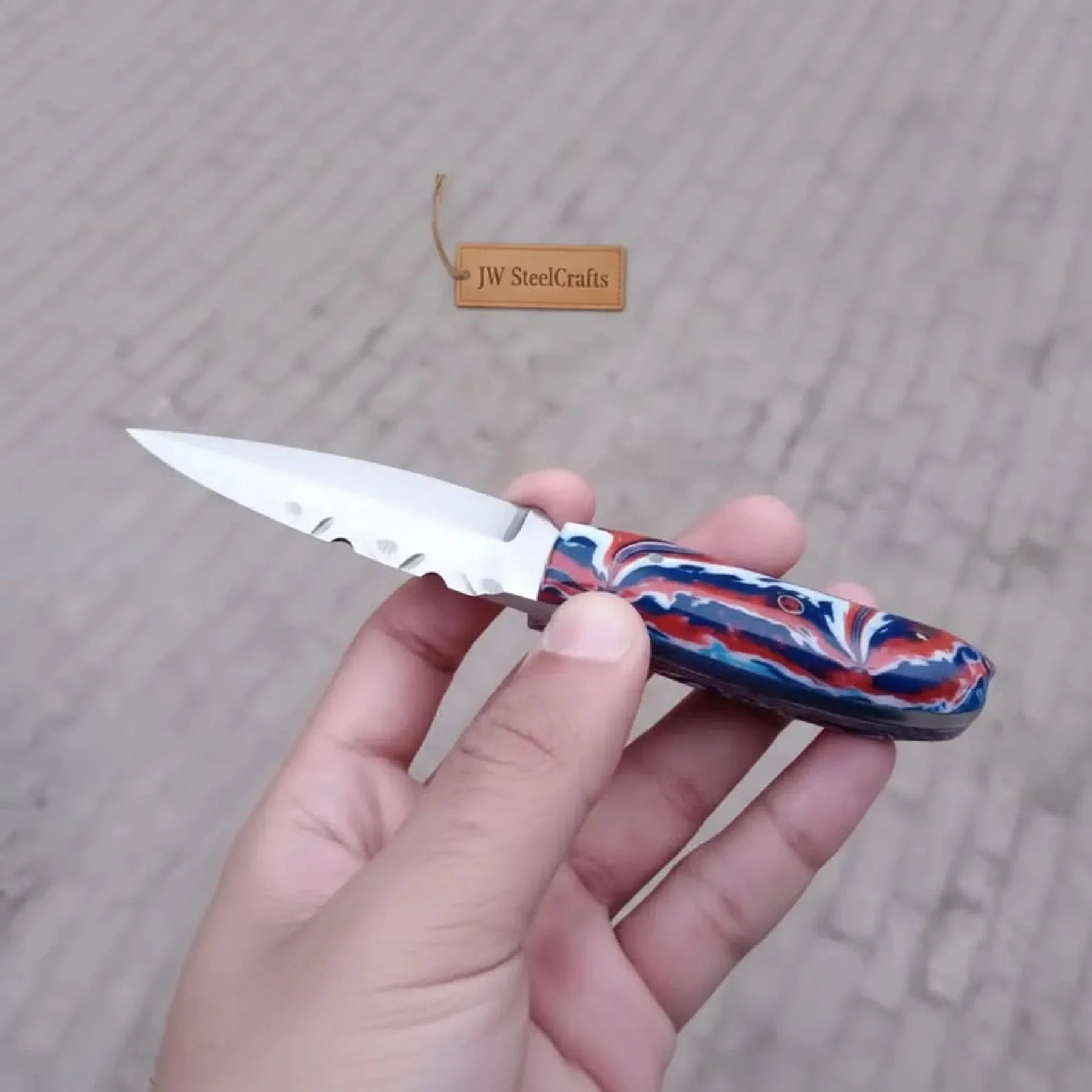 Handmade Skinner Knife Resin Handle Fixed Blade Hunting Knife JW SteelCrafts detail view by JW SteelCrafts
