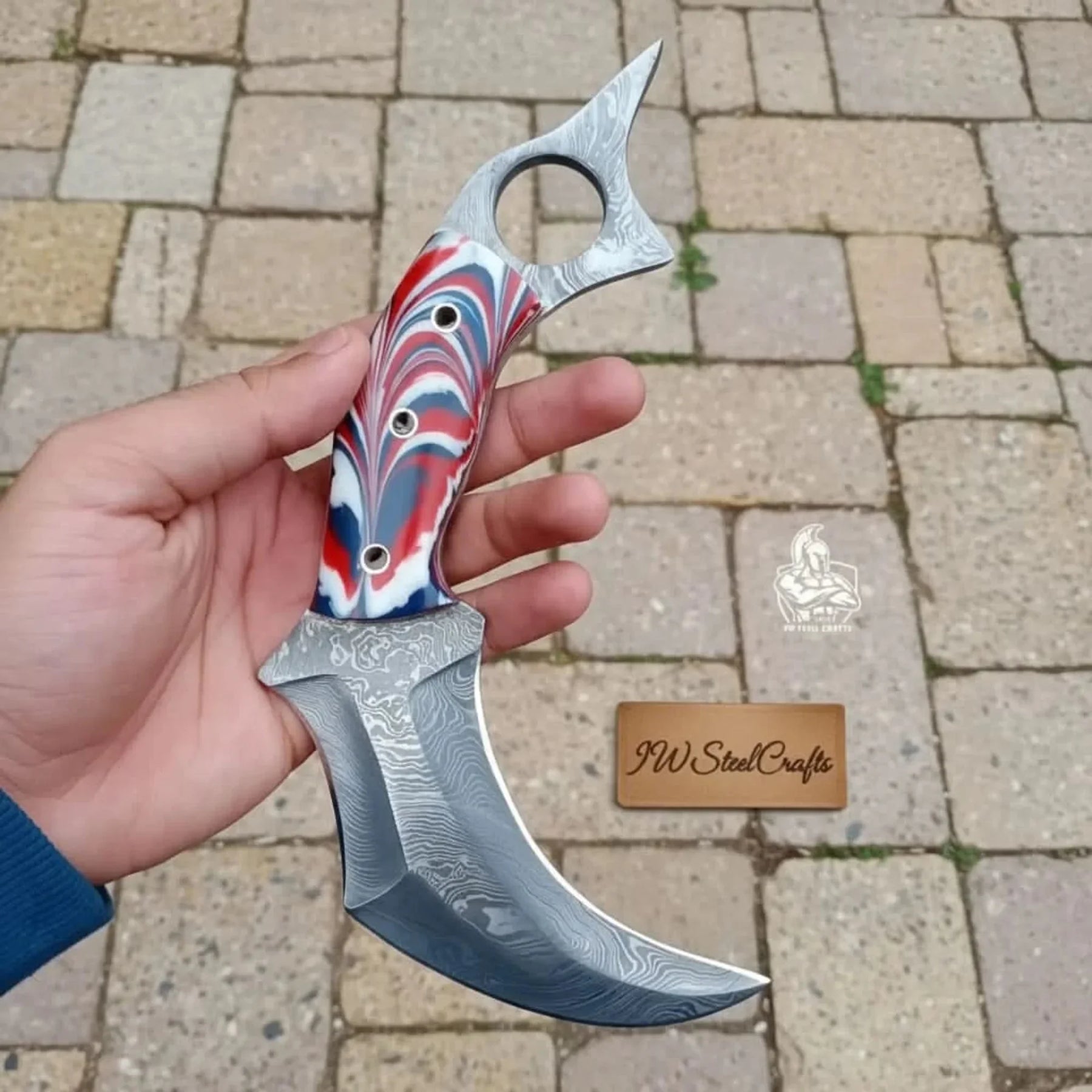 Custom Hand Forged Du Hoc Karambit Knife detail view by JW SteelCrafts