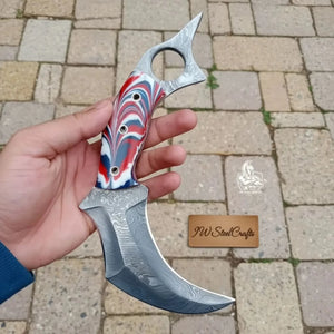 Custom Hand Forged Du Hoc Karambit Knife detail view by JW SteelCrafts