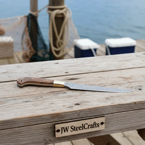 Handmade Damascus Fillet Knife - Premium Blade for Fish Processing & Trimming by JW SteelCrafts