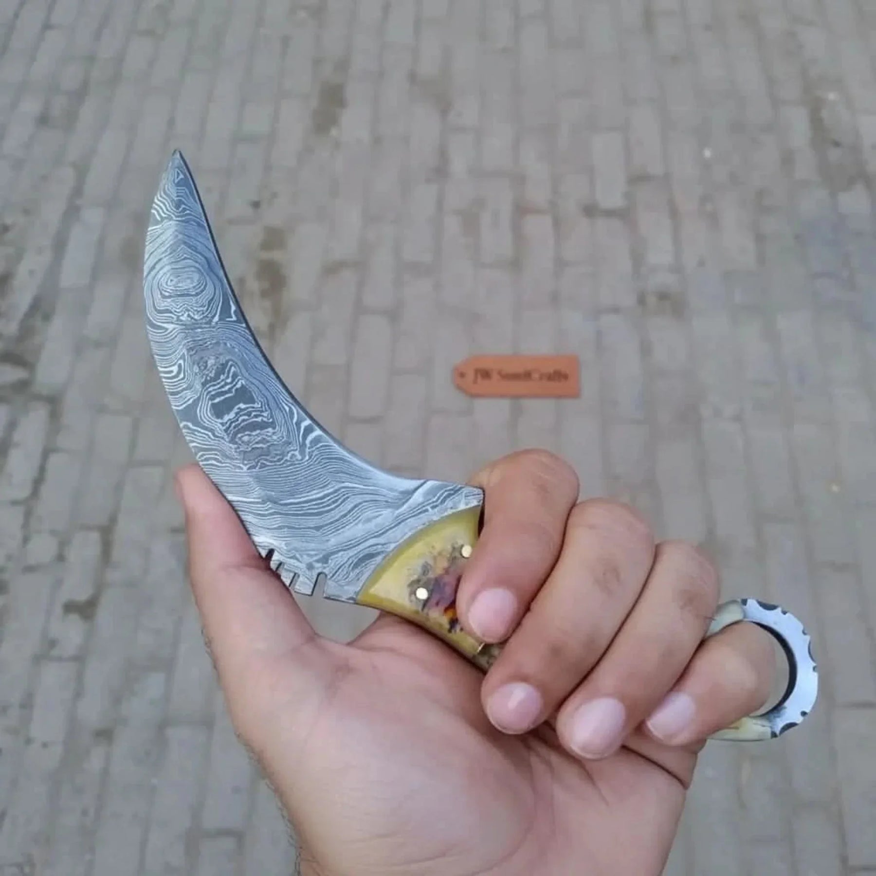Handmade Custom Du Hoc Karambit Knife. detail view by JW SteelCrafts