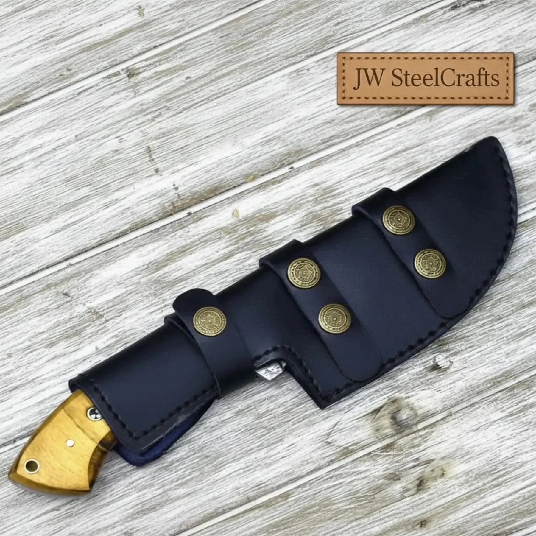 tracker knife Custom, 10", DAMASCUS KNIFE, Damascus steel knife, hunting, exotic Yellow Heart & Walnut wood handle, leather
