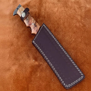 Hunting Knife Hunting 12" Tanto Knife with Olive Wood Handle with Sheath detail view by JW SteelCrafts