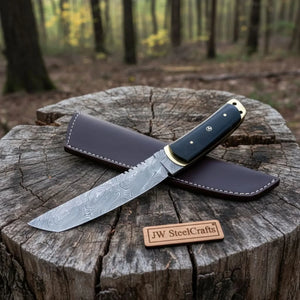Custom tactical Tanto knife, damascus knife, Tanto by JW SteelCrafts
