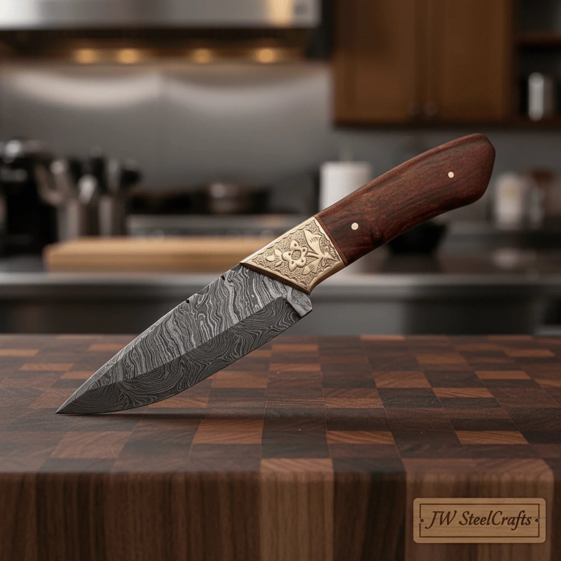 Handmade Damascus Petty Knife for Precise Kitchen Work by JW SteelCrafts