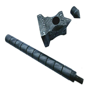 Sculpted Damascus Steel War Hammer 12" Handmade Full Damascus Collectible Piece detail view by JW SteelCrafts