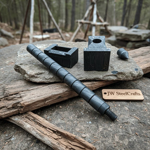 Sculpted Damascus Steel War Hammer 12" Handmade Full Damascus Collectible Piece detail view by JW SteelCrafts