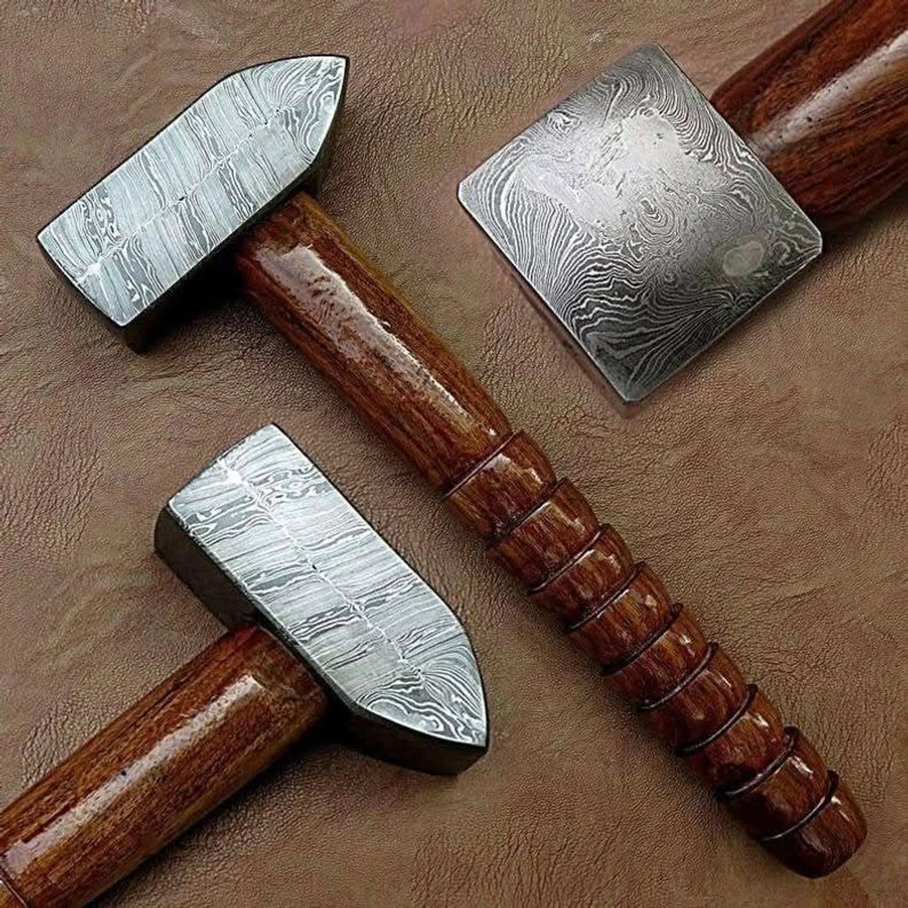 Smith's Cross-Peen Hammer 10" Handmade Damascus Steel Blacksmith Hammer by JW SteelCrafts