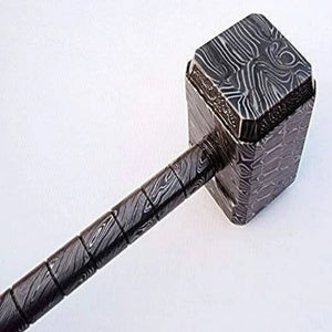 Asgard Forge Hammer 10" Handmade One-Piece Full Damascus Steel Blacksmith Hammer detail view by JW SteelCrafts
