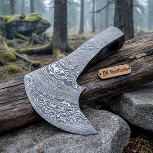 Historic Norse Skeggøx Bearded Axe Head — Traditional Pattern-Welded Forging by JW SteelCrafts