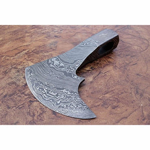 Historic Norse Skeggøx Bearded Axe Head — Traditional Pattern-Welded Forging detail view by JW SteelCrafts