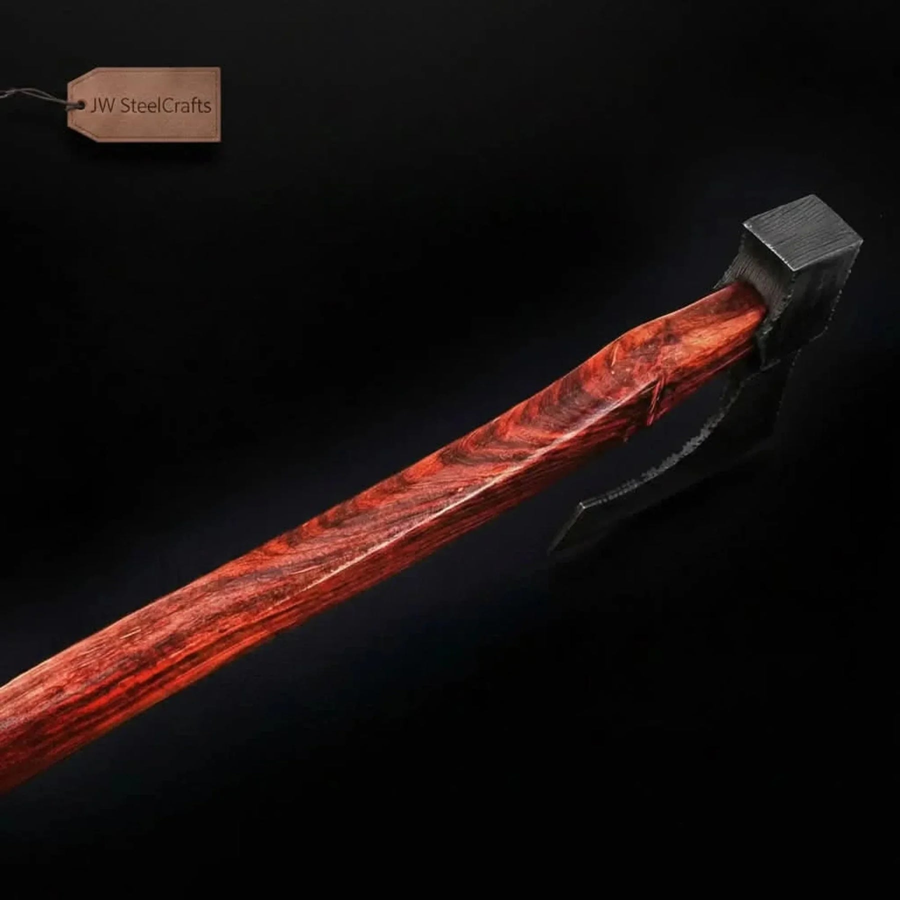 Pattern-Welded Damascus Viking Bearded Axe for Heavy Chopping and Trail Use detail view by JW SteelCrafts