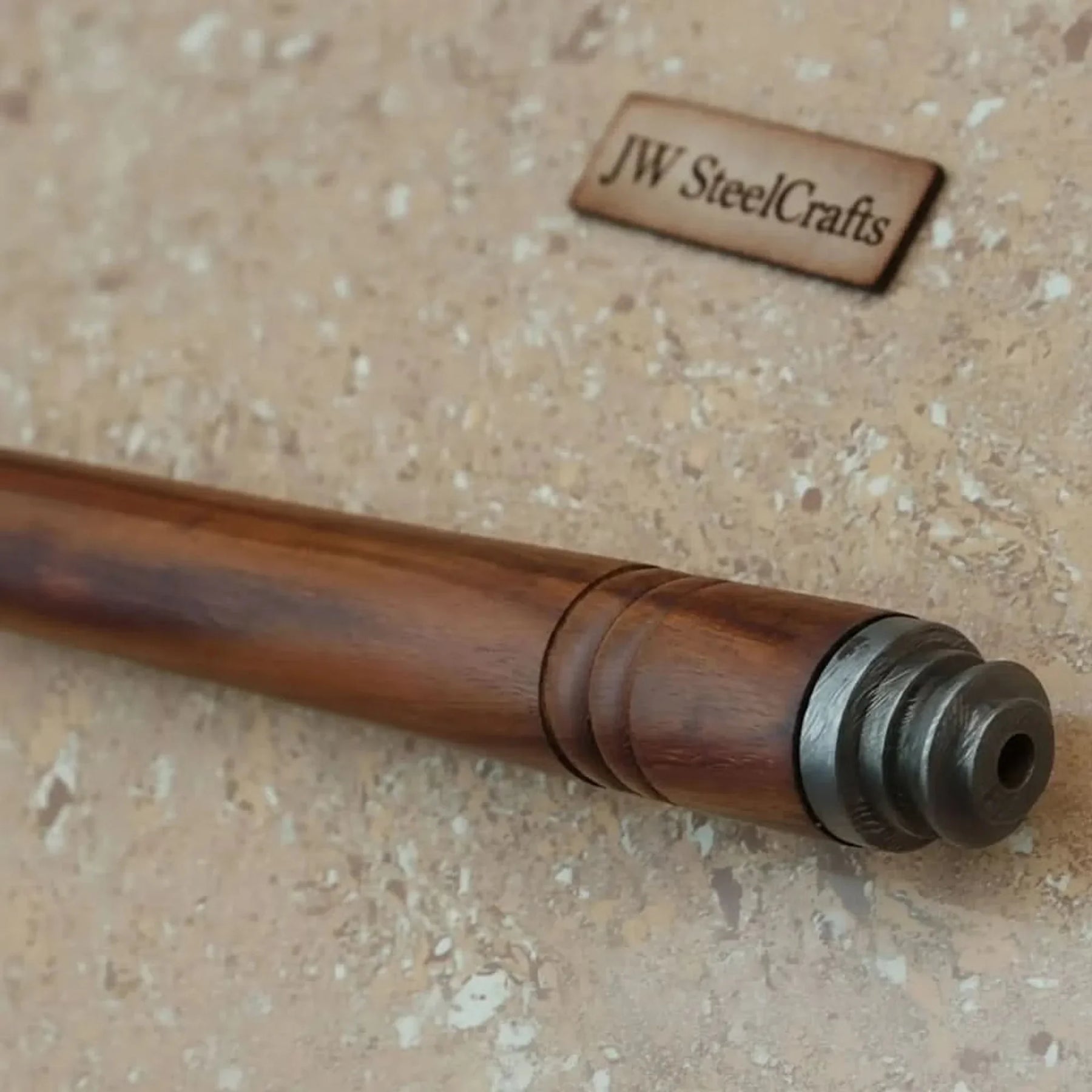 Hand-forged Pipe Axe in Pattern-Welded Steel for Camping and Woodcraft detail view by JW SteelCrafts