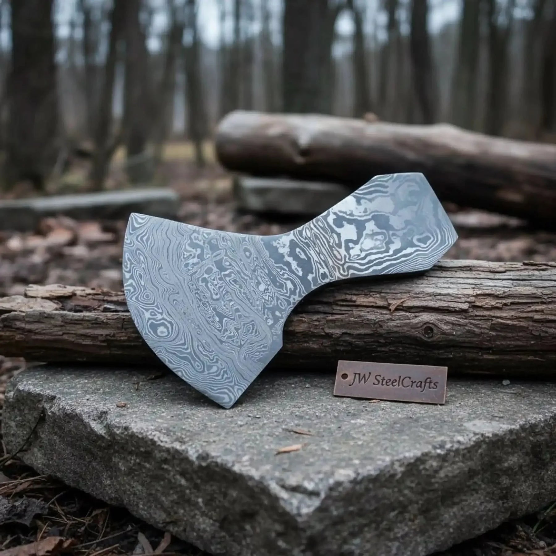 Craghollow Steel Axe Head 6" Handmade Damascus Blank for Custom Axe Builds by JW SteelCrafts