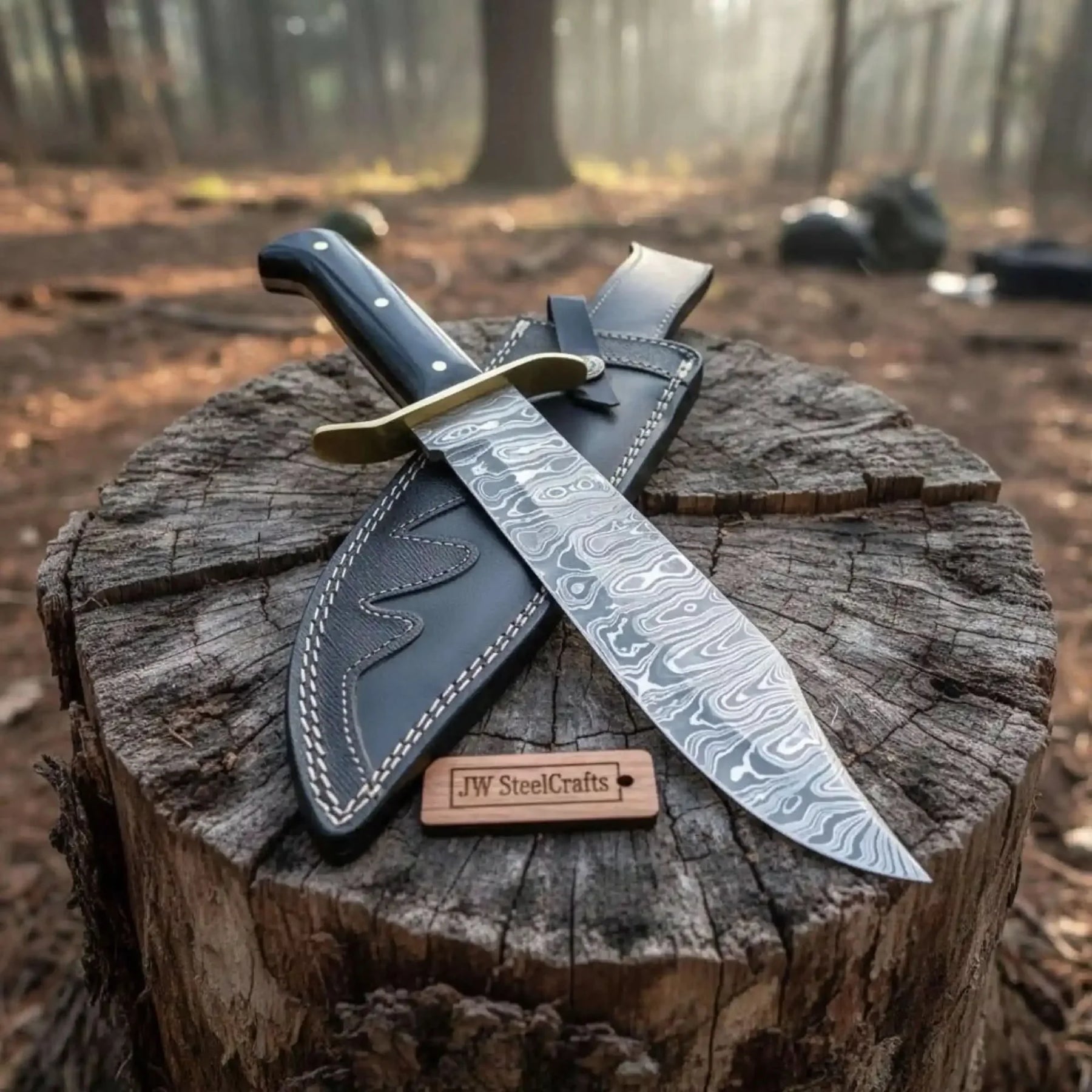Sheffield Clip Point Bowie Knife Handmade Brass Clip JW SteelCrafts by JW SteelCrafts