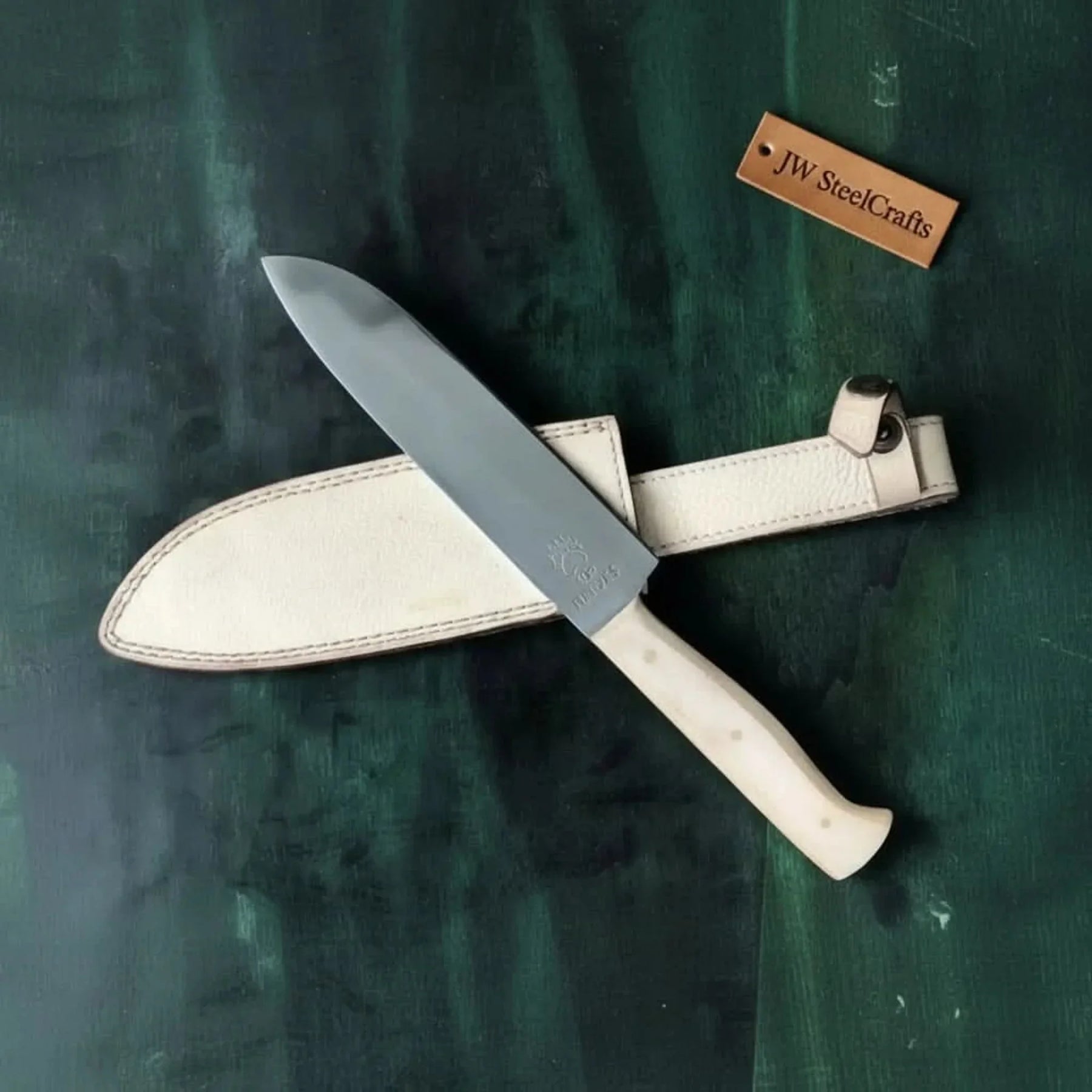 Drop Point Micarta White Hunting Knife Micarta Handle Fixed Blade 13 Inch Overall by JW SteelCrafts