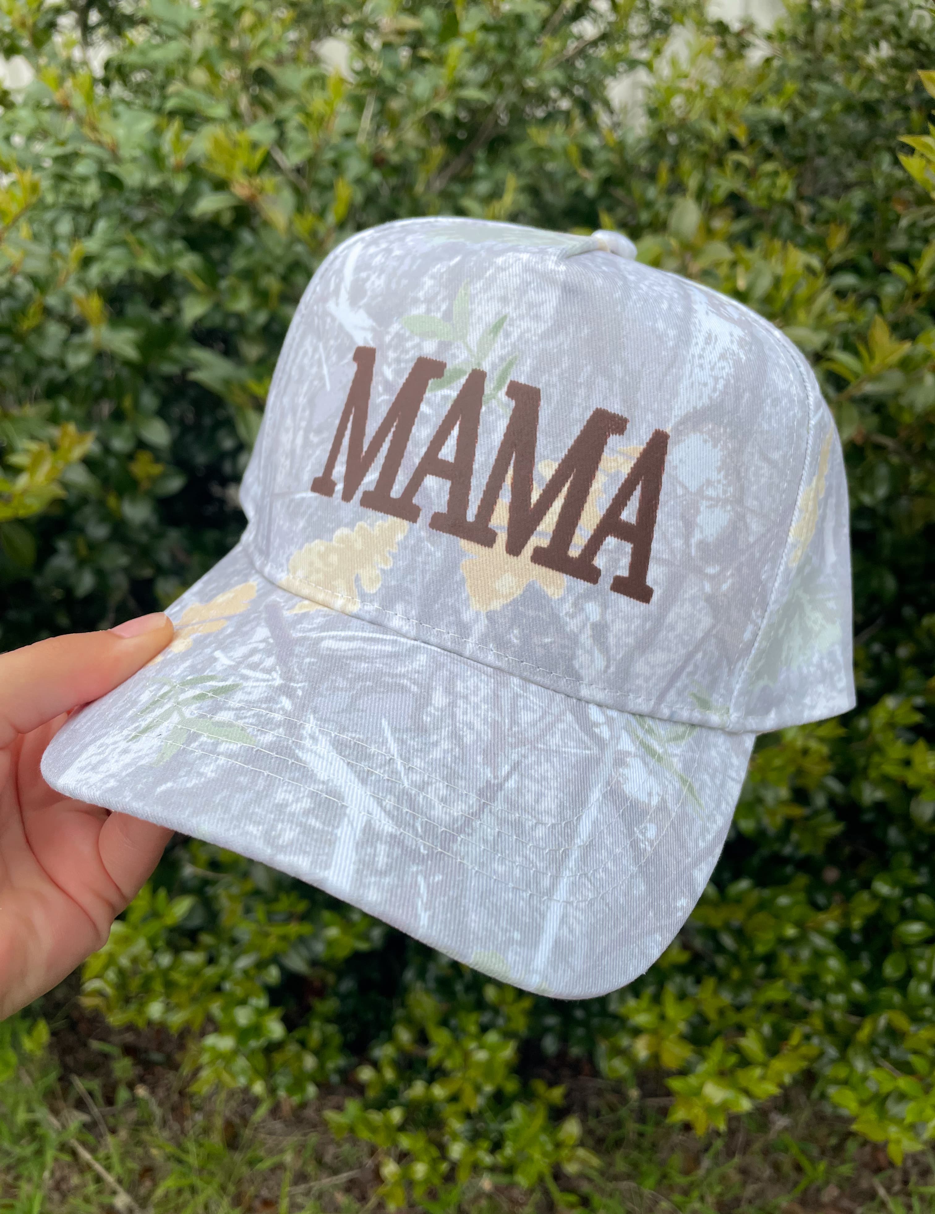 MAMA Washed Camo Canvas Trucker by Southern Bliss Company, custom hat detail photo 2