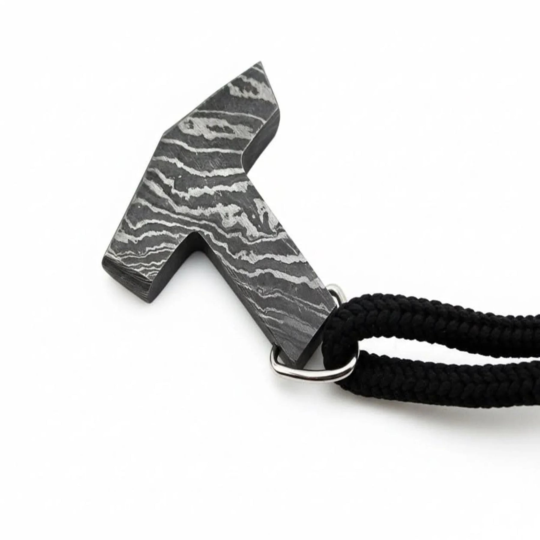 DE-0014 Custom Handmade Damascus steel Viking pendant /Thor Hammer Pendant/Jeweller detail view by JW SteelCrafts