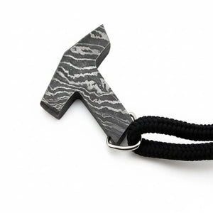 DE-0014 Custom Handmade Damascus steel Viking pendant /Thor Hammer Pendant/Jeweller detail view by JW SteelCrafts