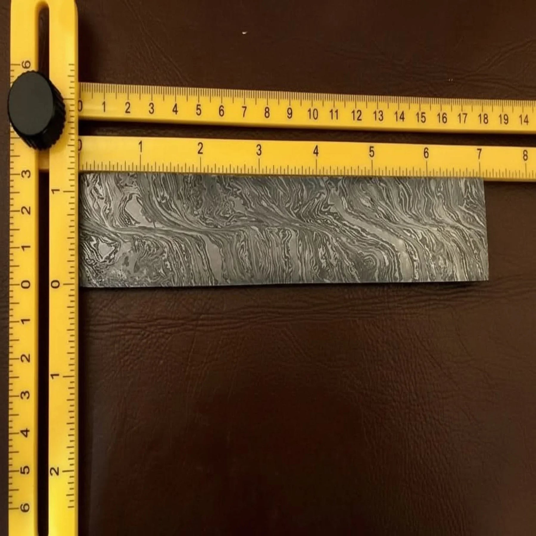 Steelwisp Damascus Bar Rod 7" Premium Flat Billet Bar Pattern Welded Blank for Knife and Tool Making detail view by JW