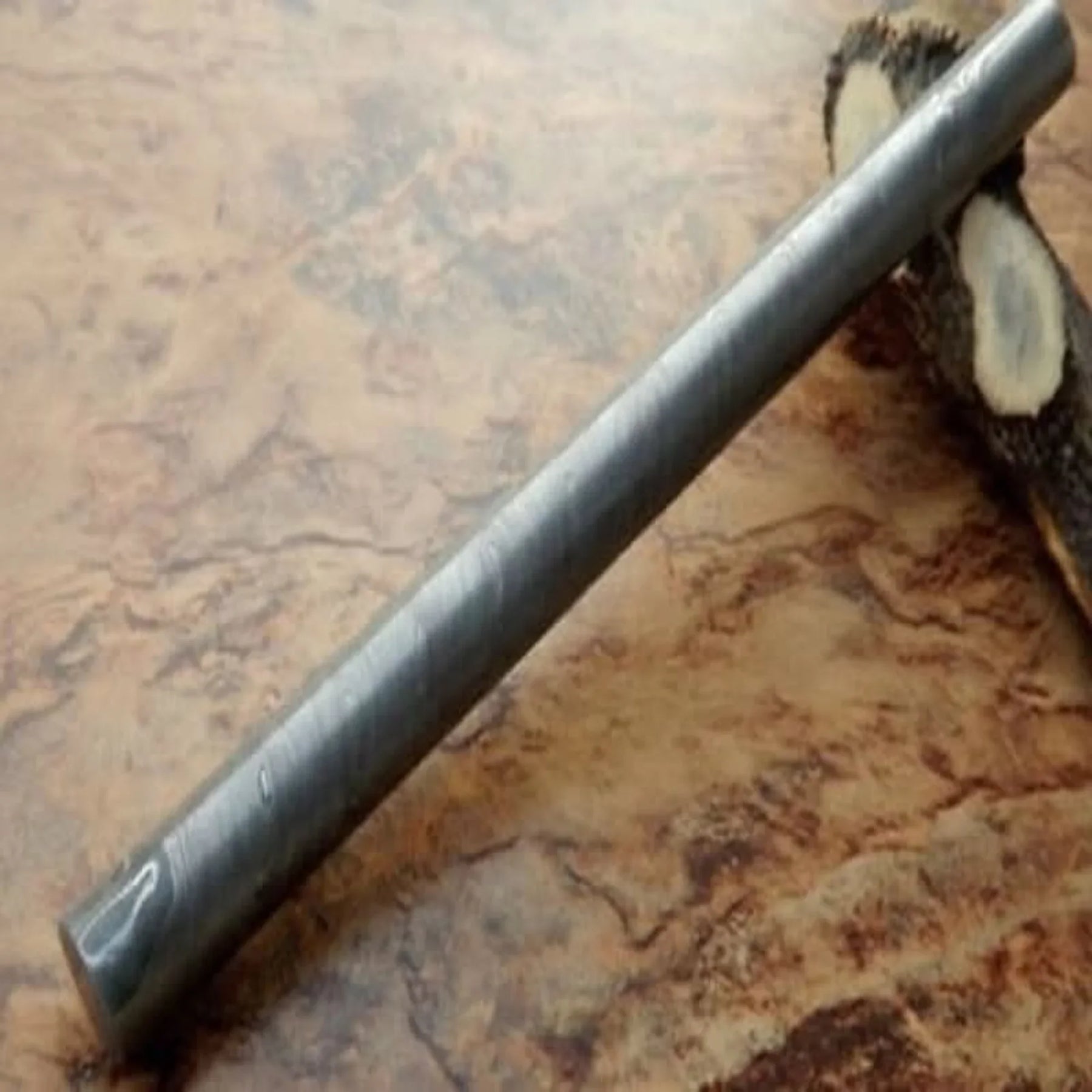 8 Inch Handmade Damascus Steel Round Rod for Rings Guards and Jewelry Making 30 mm by JW SteelCrafts