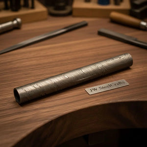 Ironshine Damascus Ring Rod 10" Handmade Multi-Use Bar by JW SteelCrafts