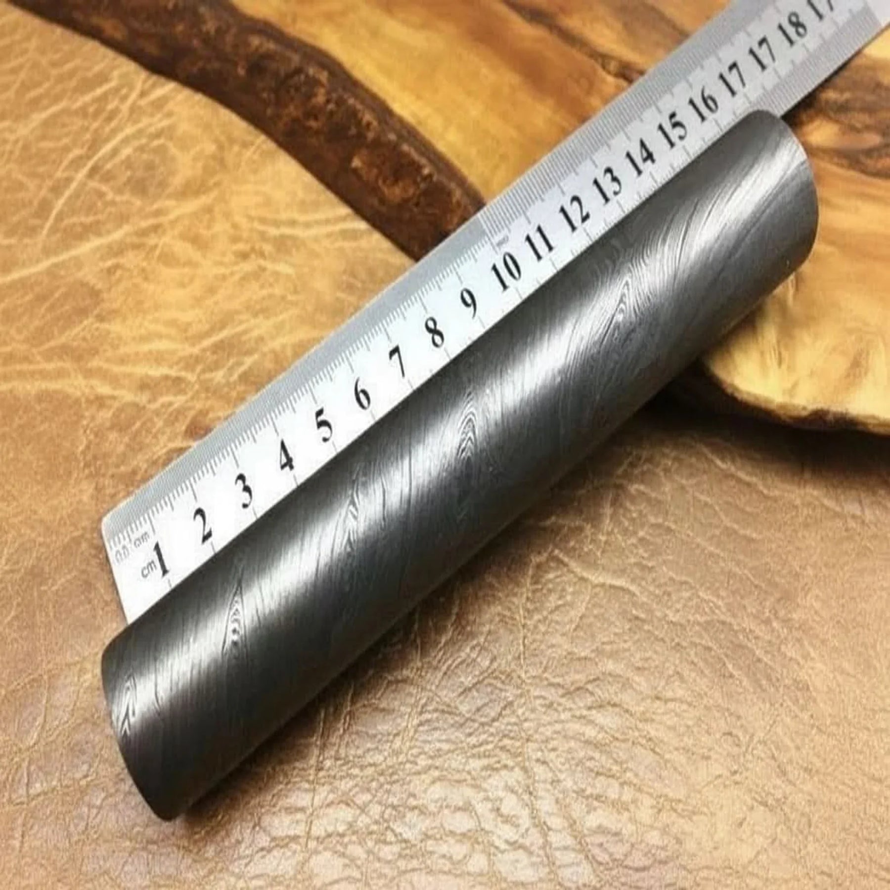 6” Damascus Steel Round Bar Rod 25.5 mm Diameter for Ring Making by JW SteelCrafts