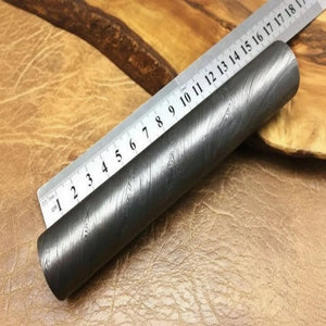 6” Damascus Steel Round Bar Rod 25.5 mm Diameter for Ring Making by JW SteelCrafts
