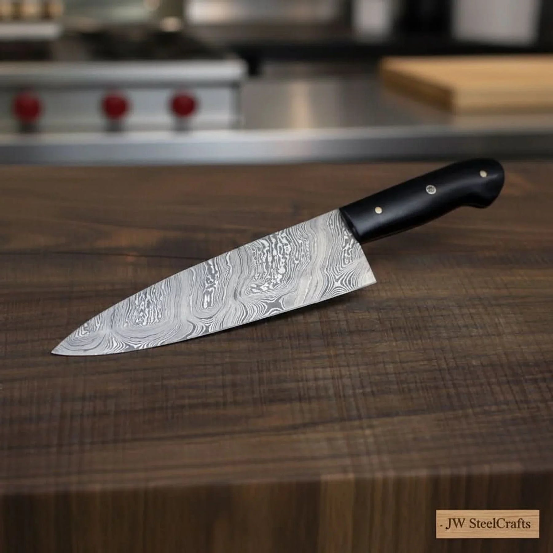Handmade Damascus Gyuto Knife, Black Resin Handle Japanese Chef Knife, Forged Damascus Steel Kitchen Knife, Professional