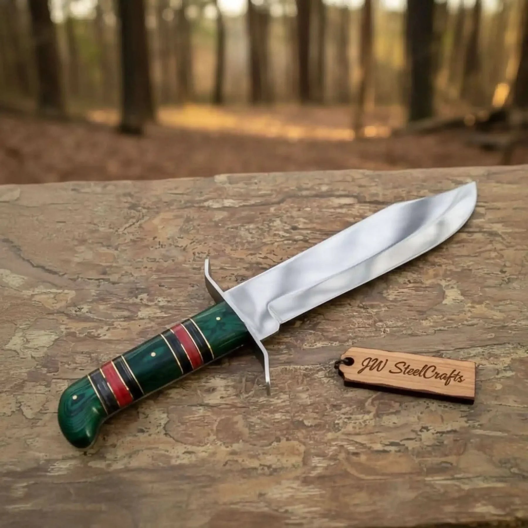 Sheffield Clip Point Bowie Knife with Carbon Steel Blade and Pakka Wood Handle by JW SteelCrafts