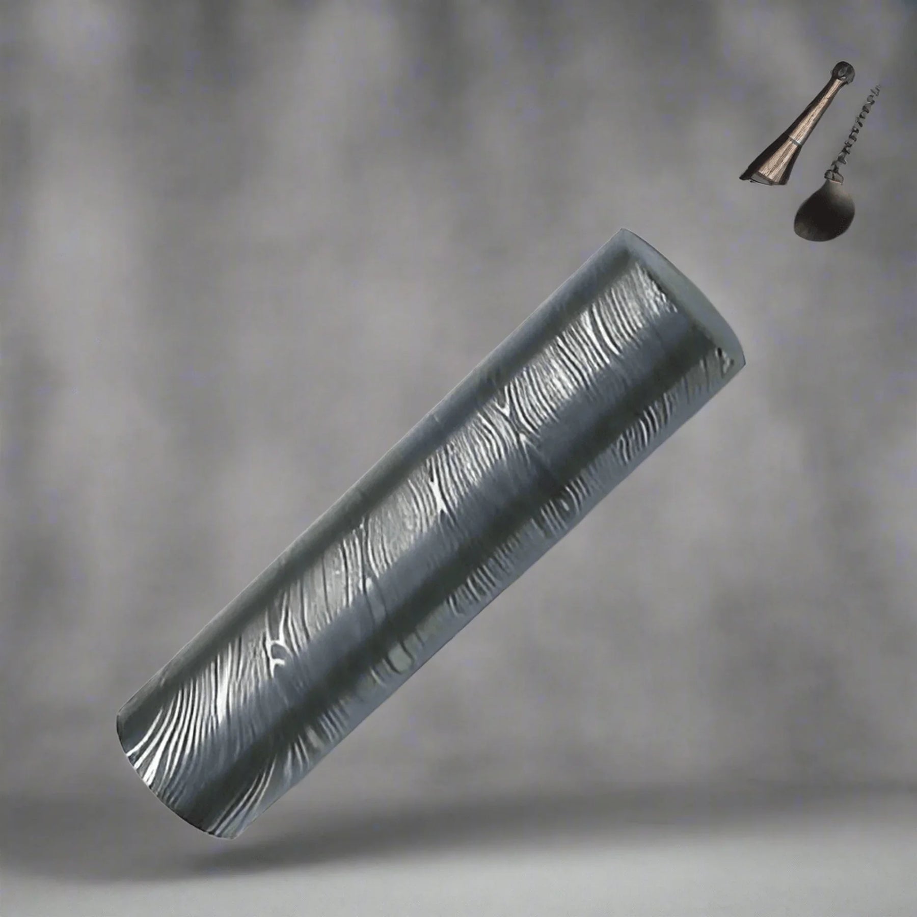 Twisted Damascus Steel Round Billet in Pre Etched Five Inch Bar detail view by JW SteelCrafts