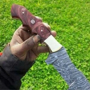 Custom Handmade Damascus Steel Tracker Knife / Hunting Knife DK-0129 detail view by JW SteelCrafts