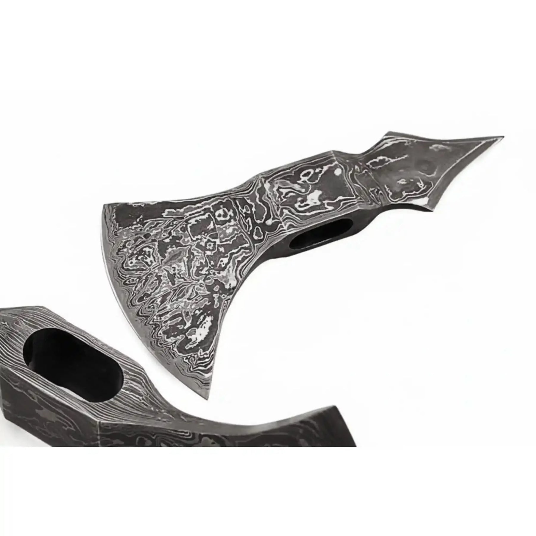 Ravenspine Spike Axe 7" Handmade Damascus Bearded Head with Spike by JW SteelCrafts