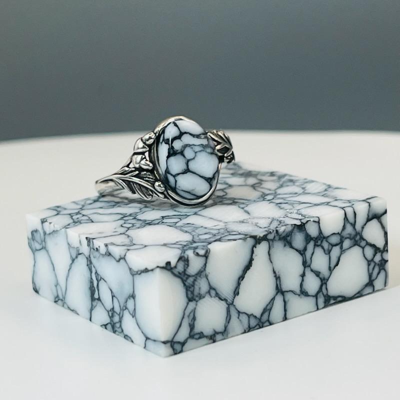 The Weeping Willow Sterling Silver and Tru-Stone Memorial Ring by Cotton Street Art Company, handmade jewelry detail photo 4