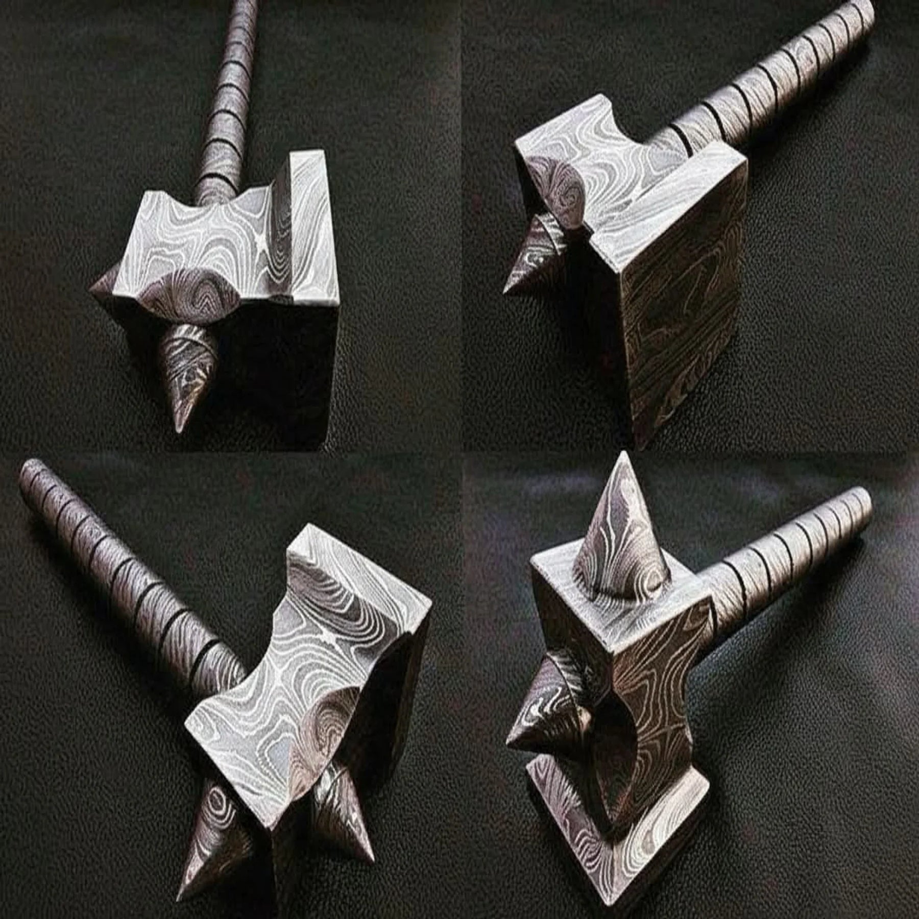 Hand made Damascus steel viking hammer Divine Enterprises by JW SteelCrafts