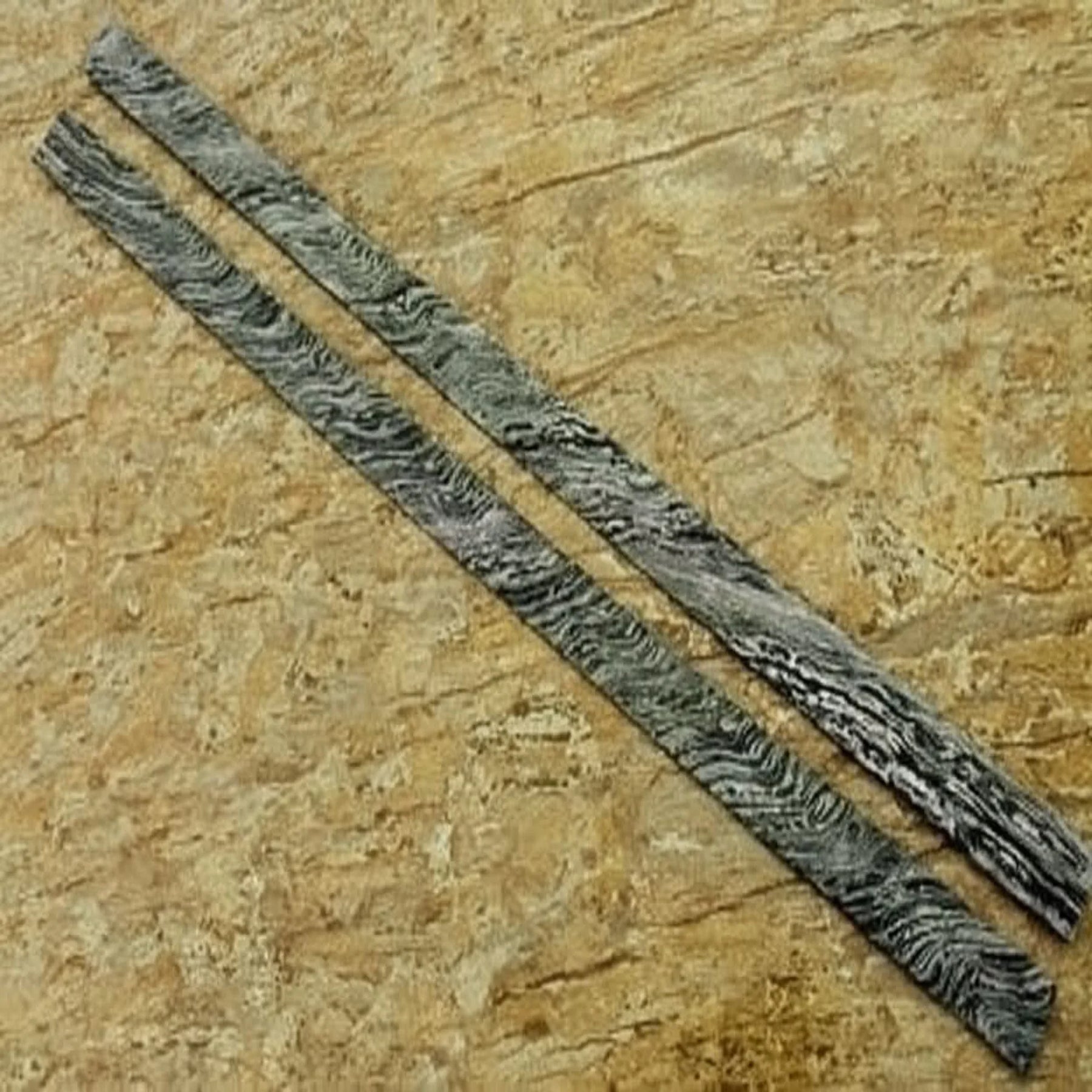 Handmade Damascus Steel 27 Inches Forged Billets Pair - Fire Storm Pattern /Raw Materials for Knife Making DK-0169 by JW