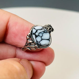 The Weeping Willow Sterling Silver and Tru-Stone Memorial Ring by Cotton Street Art Company, handmade jewelry detail photo 8