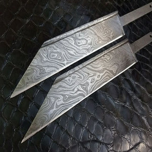 Ironclad Seax Blade Set 9" Handmade Damascus Steel Blade Blanks for Knife Making by JW SteelCrafts