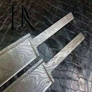 Ironclad Seax Blade Set 9" Handmade Damascus Steel Blade Blanks for Knife Making detail view by JW SteelCrafts