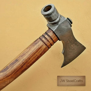 Beautiful handmade Damascus steel Smoking Axe "Unique Axe"Limited Edition detail view by JW SteelCrafts