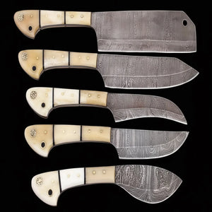 EST Custom Handmade Damascus Steel Beautiful 5Pcs. Kitch DK-0011 by JW SteelCrafts