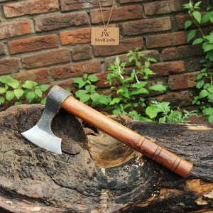 Traditional Bearded Camp Hatchet with Forge Finished Head by JW SteelCrafts