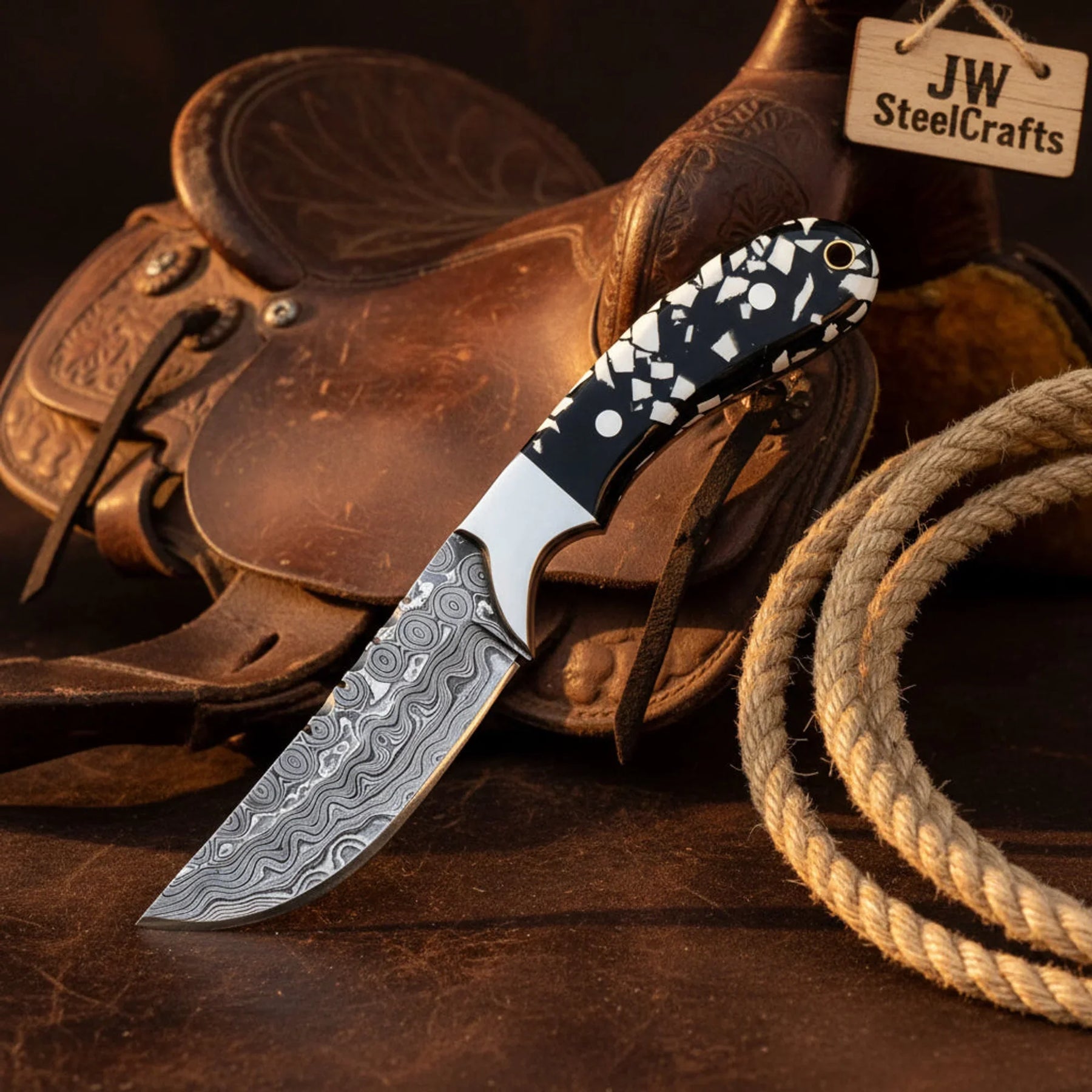 Buckhorn Trail Tracker Knife 10" by JW SteelCrafts, product view 2