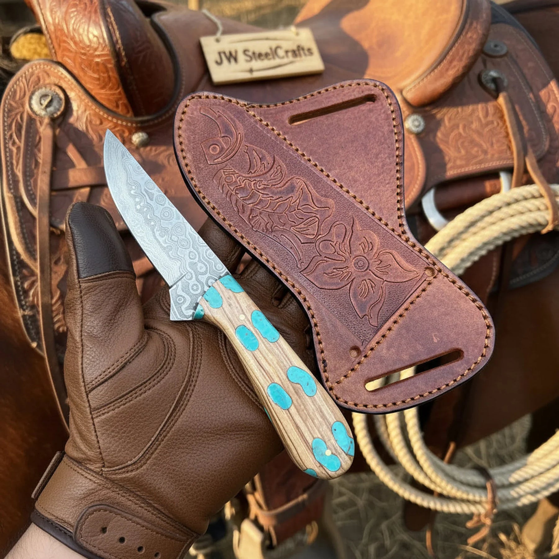 Turquoise Trail Bowie Knife by JW SteelCrafts