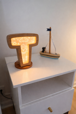 Personalized Wooden Letter Night Light | Custom Initial Lamp for Kids by Maple Play, Southern home decor detail photo 4