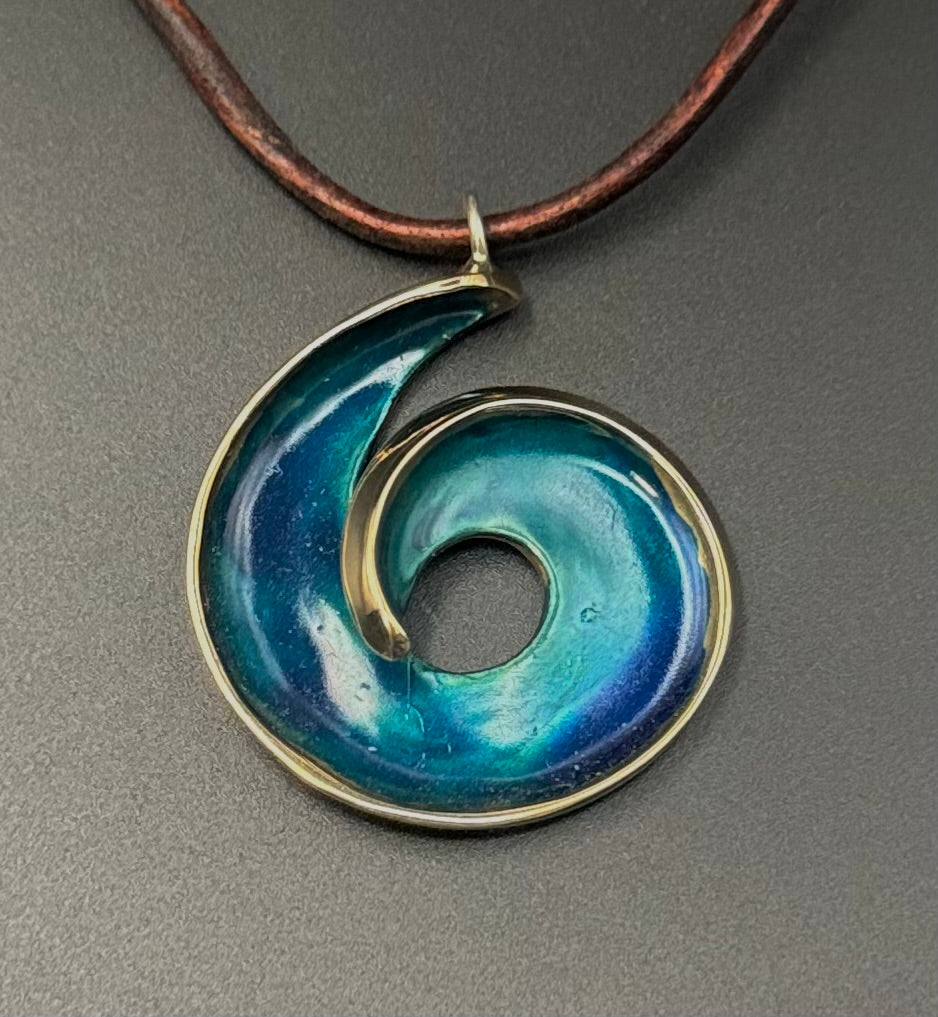 Bronze Wide Wave w/ blue patina