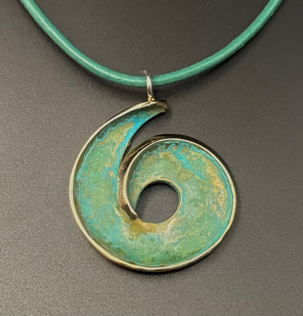 Bronze Wide Wave w/ verde patina