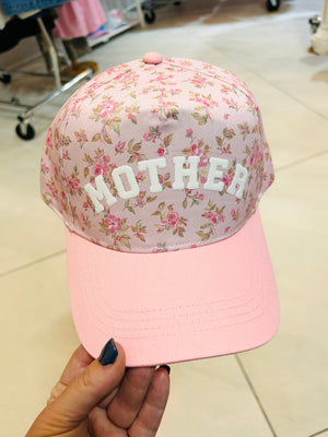 Mother Floral Light Pink Trucker Hat by Southern Bliss Company, Southern lifestyle apparel detail photo 3